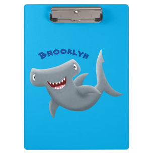 Funny cute Hammerhead shark cartoon Clipboard