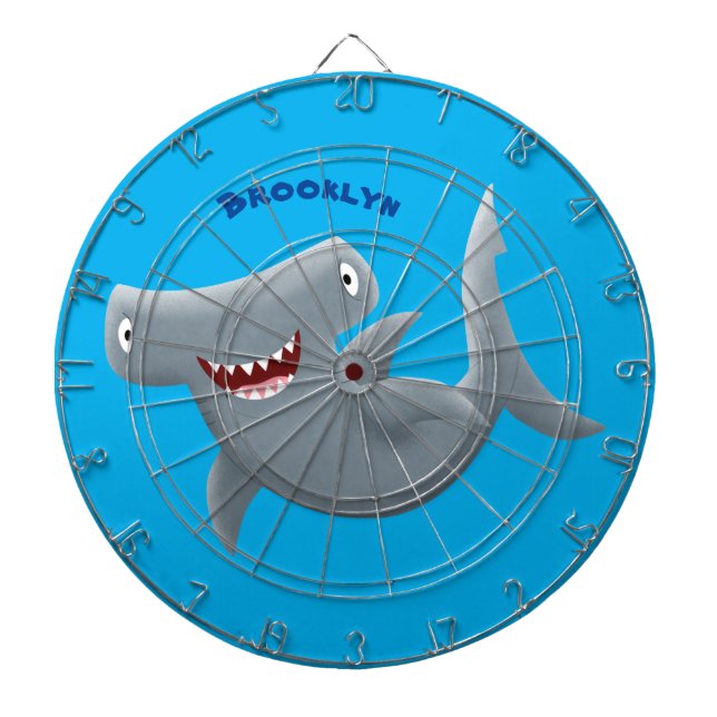 Funny cute Hammerhead shark cartoon Dartboard (Front)