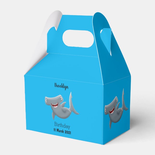 Funny cute Hammerhead shark cartoon Favor Box (Front Side)