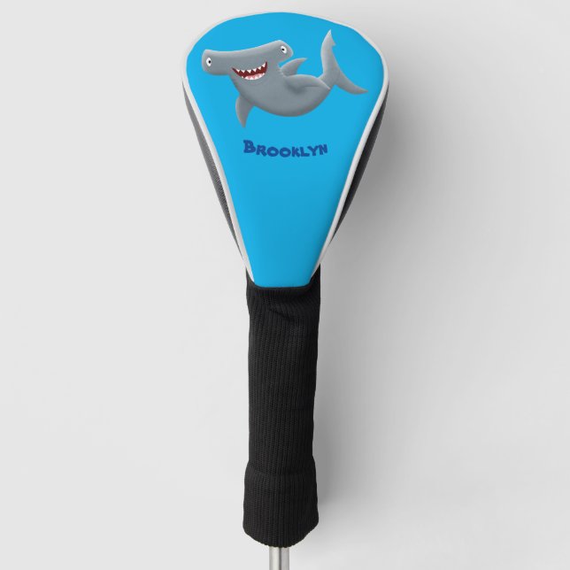 Funny cute Hammerhead shark cartoon Golf Head Cover (Front)