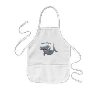 Funny cute Hammerhead shark cartoon  Kids Apron