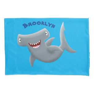 Funny cute Hammerhead shark cartoon Pillowcase