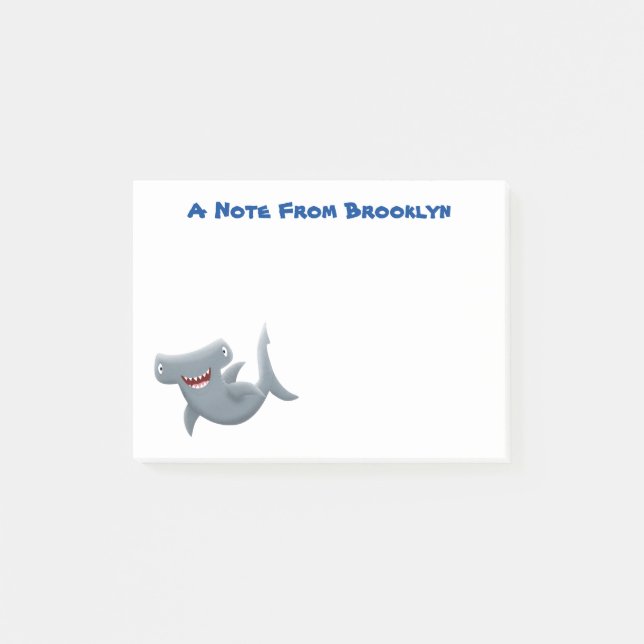 Funny cute Hammerhead shark cartoon Post-it Notes (Front)