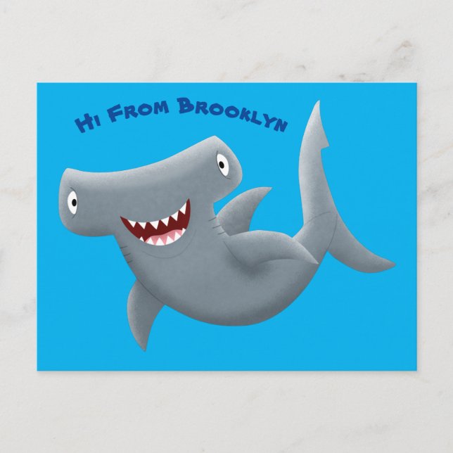 Funny cute Hammerhead shark cartoon  Postcard (Front)