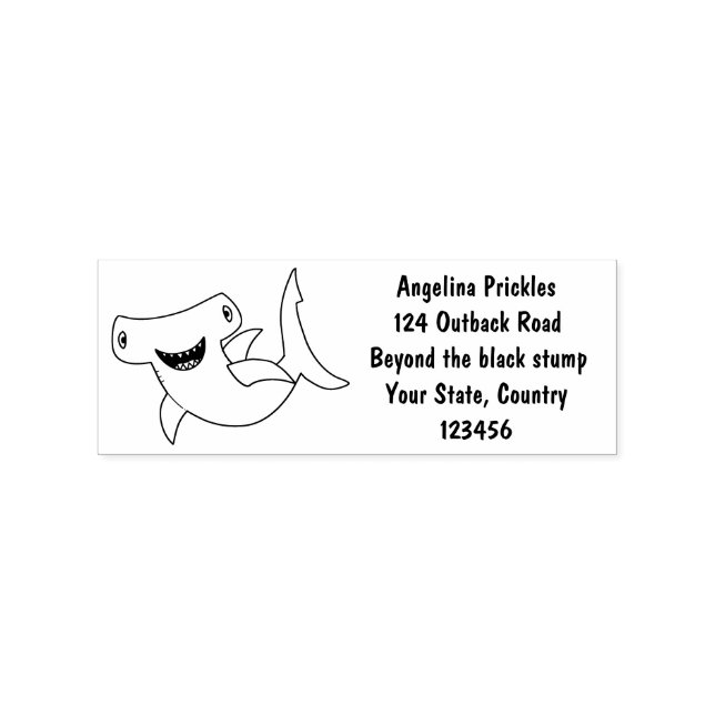 Funny cute Hammerhead shark cartoon Rubber Stamp (Imprint)