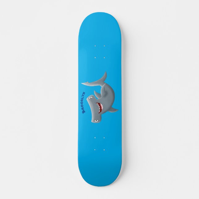 Funny cute Hammerhead shark cartoon Skateboard (Front)