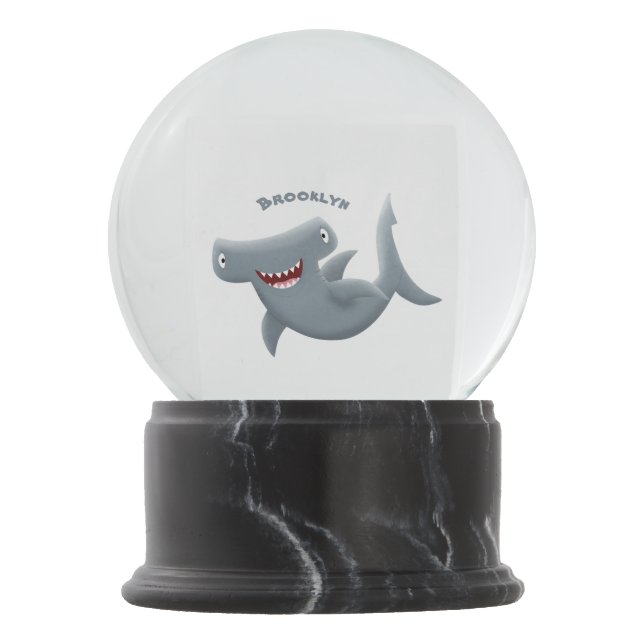Funny cute Hammerhead shark cartoon Snow Globe (Front)