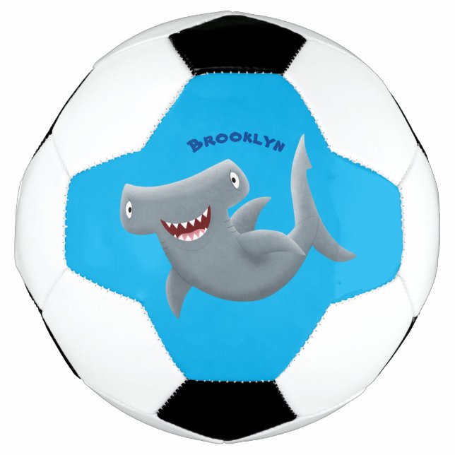 Funny cute Hammerhead shark cartoon Soccer Ball (Front)