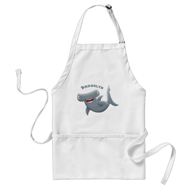 Funny cute Hammerhead shark cartoon Standard Apron (Front)