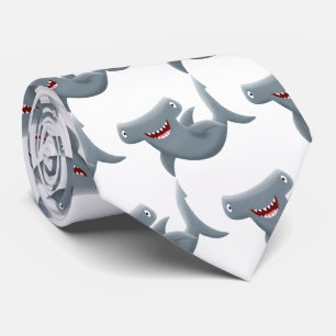 Funny cute Hammerhead shark cartoon Tie