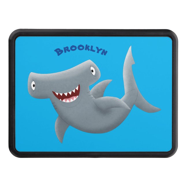 Funny cute Hammerhead shark cartoon Trailer Hitch Cover (Front)