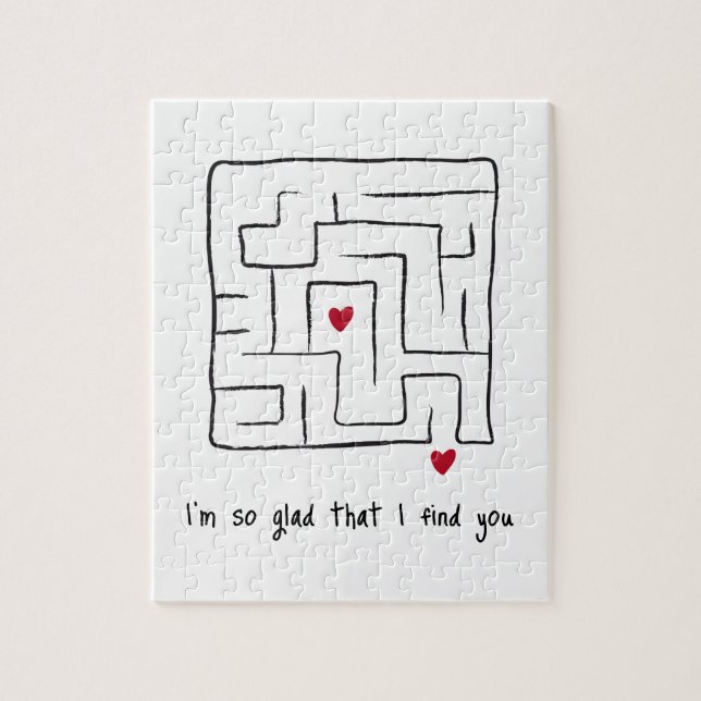 Funny Cute hand drawn Maze Valentine Gifts Jigsaw Puzzle (Vertical)