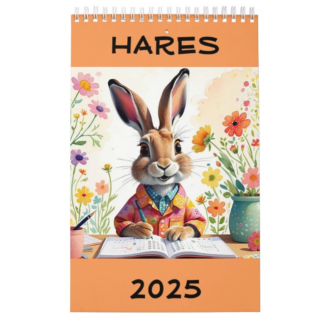 Funny, Cute Hares 2025 Calendar (Cover)