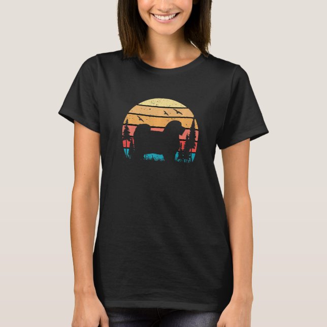 Funny Cute Havanese Dog Puppy Lover Retro Sunset P T-Shirt (Front)