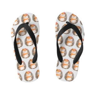 Funny Cute Hedgehog Kid's Flip Flops