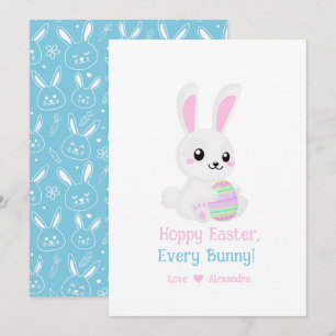 Funny Cute Hoppy Easter Every Bunny Sky Blue Holiday Card