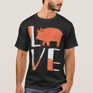 Funny Cute I Love Pig Shirt Farm Animal Pig Lover 