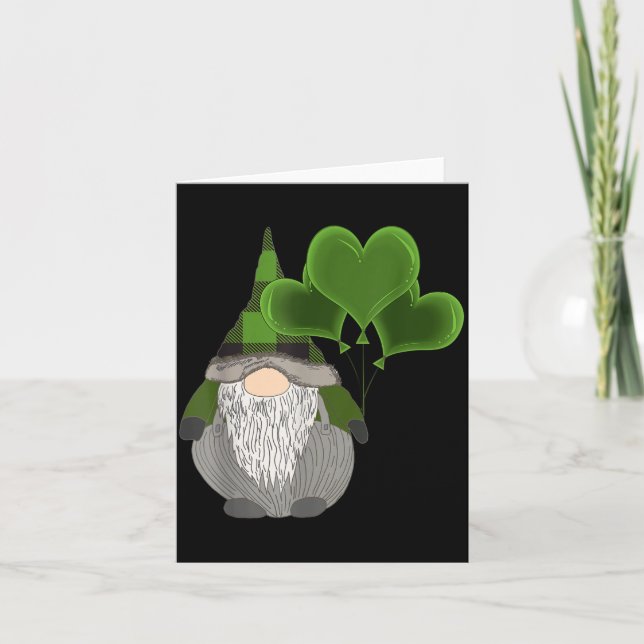 Funny Cute Irish Gnome St Patricks Day Heart Ballo Card (Front)