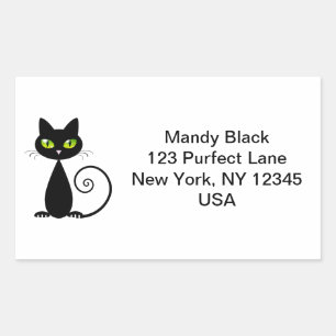 Funny Cute I've Moved Black Cat Announcement Sticker