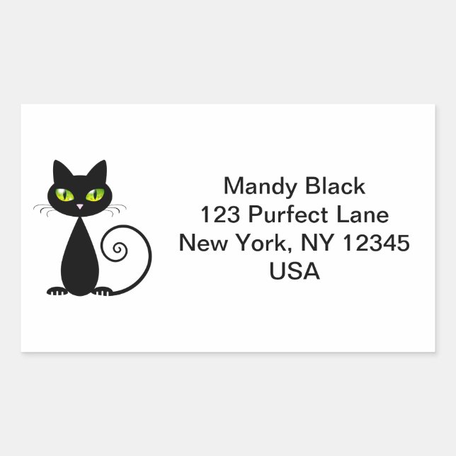 Funny Cute I've Moved Black Cat Announcement Sticker (Front)