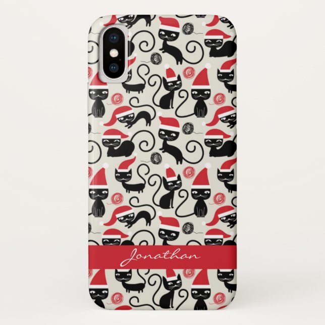 Funny Cute kittens Wearing Santa Hat Christmas Case-Mate iPhone Case (Back)