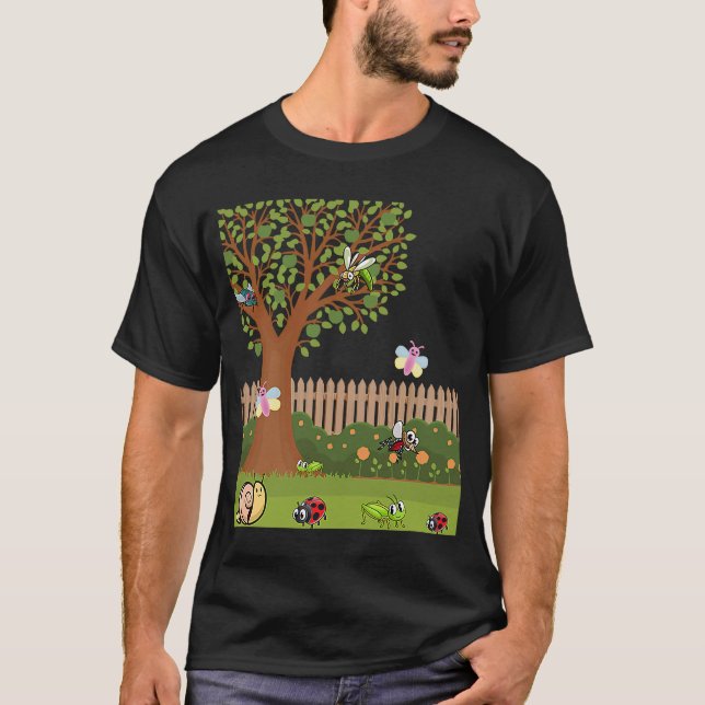 Funny cute lady bugs girls boys children   trees T-Shirt (Front)