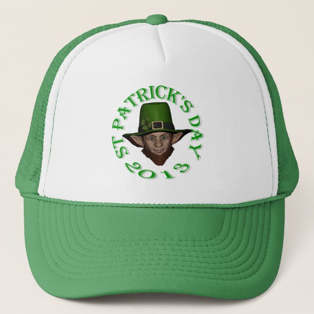 Funny cute  leprechaun  St Patrick's day Trucker Hat (Front)