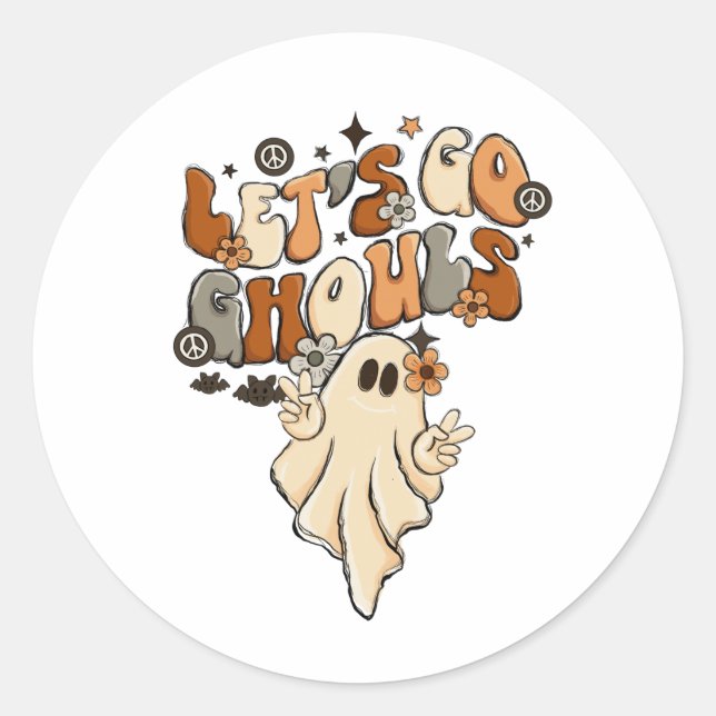 Funny Cute Let's Go Ghouls Halloween Fall Autumn  Classic Round Sticker (Front)