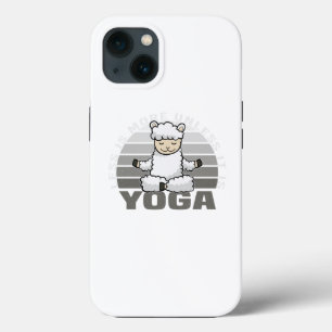 Funny cute llama doing yoga. funny yoga poses iPhone 13 case