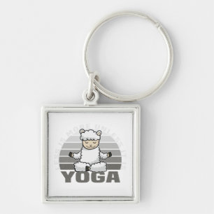 Funny cute llama doing yoga. funny yoga poses keychain