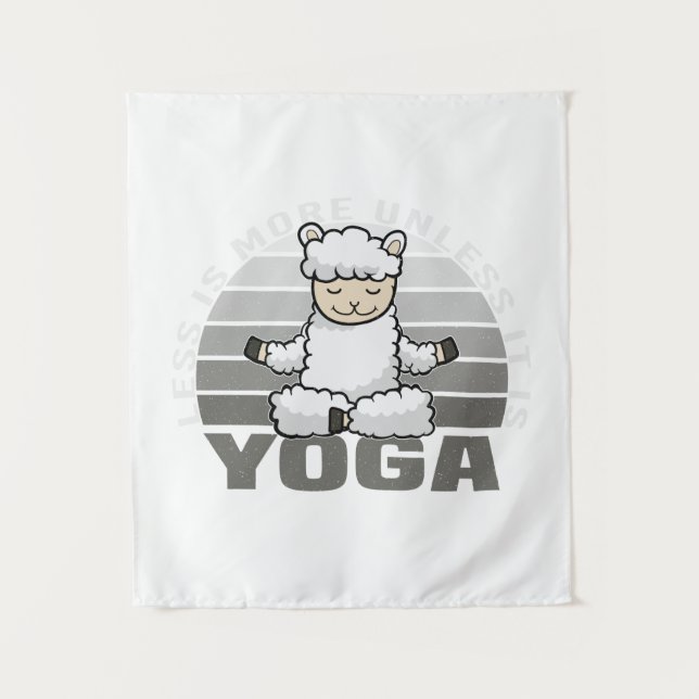 Funny cute llama doing yoga. funny yoga poses tapestry (Front)