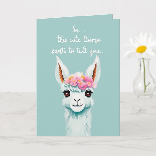 Funny Cute llama Happy Birthday Card (Small Plant)