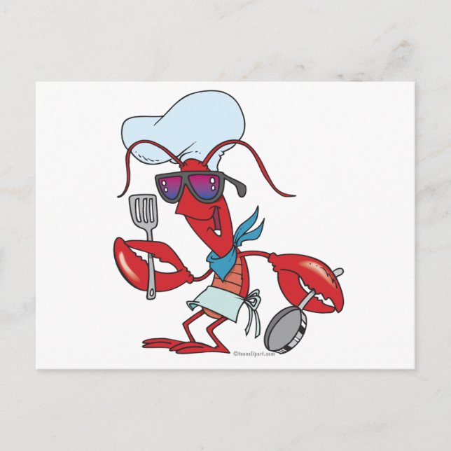 funny cute lobster cook chef postcard (Front)