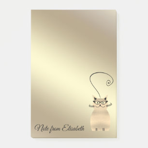 Funny cute luminous  gold whimsical cat post-it notes