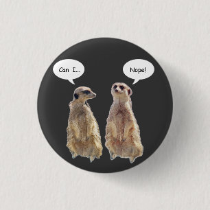 Funny, cute meerkats in conversation  1 inch round button