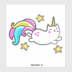Funny cute meowlogical unicorn kitty sticker