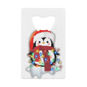 Funny Cute Merry Christmas Penguin Costume Credit Card Bottle Opener