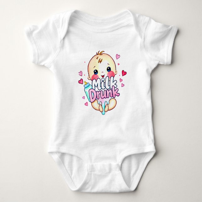 Funny cute "Milk Drunk"  Baby Bodysuit (Front)