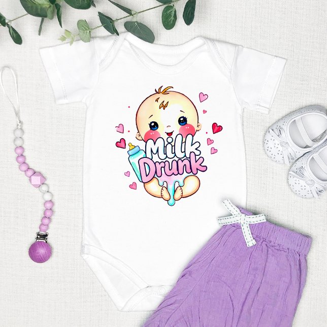 Funny cute "Milk Drunk"  Baby Bodysuit (Creator Uploaded)
