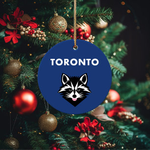 Funny Cute Mocking Toronto Raccoon Dark Color Ceramic Ornament