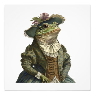 Funny Cute Modern Elegant Dressed Frog on Photo Print
