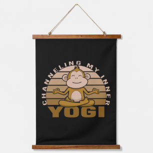 Funny cute monkey doing yoga. funny yoga poses hanging tapestry