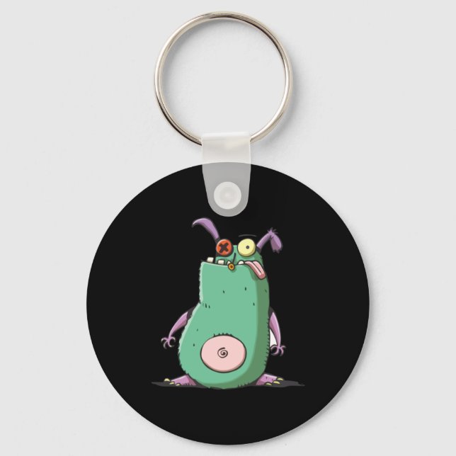 Funny Cute Monster Weird Cartoon Character Keychain (Front)