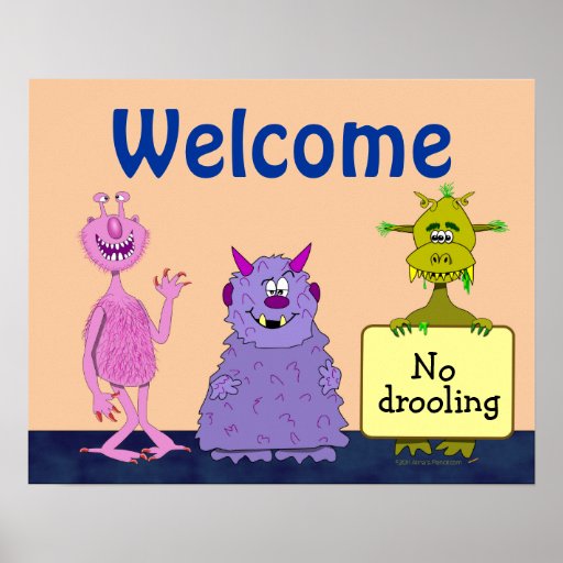Funny Cute Monsters Welcome Back to School Kids Poster 