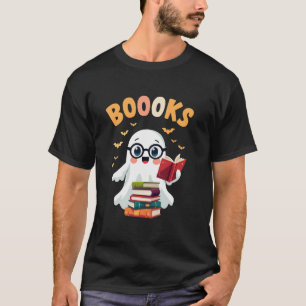 Funny Cute Nerd Ghost Book Lover Halloween Party C T-Shirt
