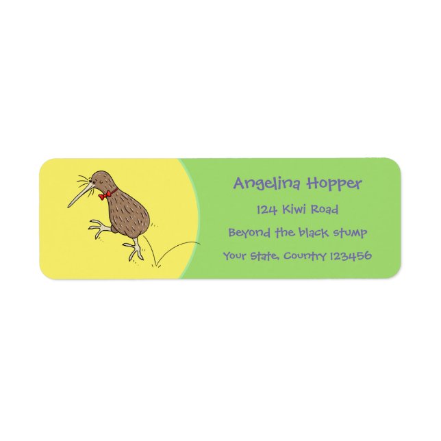 Funny cute New Zealand kiwi jumping cartoon (Front)