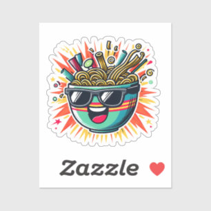 Funny Cute Noodle Cartoon Ramen Bowl