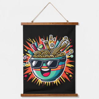 Funny Cute Noodle Cartoon Ramen Bowl Hanging Tapestry