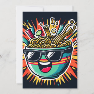 Funny Cute Noodle Cartoon Ramen Bowl Holiday Card
