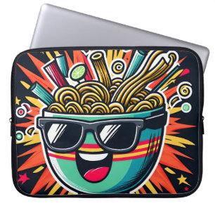 Funny Cute Noodle Cartoon Ramen Bowl Laptop Sleeve